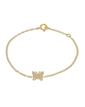 Rachel Reid 14k Yellow Gold Diamond Butterfly Chain Bracelet
