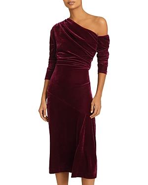 Reiss Bella Velvet One Shoulder Dress