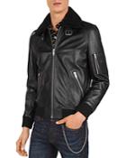 The Kooples Lissato Shearling-collar Leather Jacket