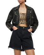 Allsaints Dren Cropped Leather Moto Jacket