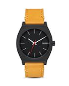 Nixon The Time Teller Leather Strap Watch, 37mm