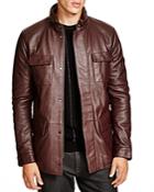 Armani Collezioni High Collar Leather Jacket