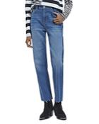 The Kooples Blue Washed Cropped Straight Leg Jeans In Blue