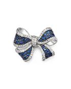 Diamond And Sapphire Bow Pin In 14k White Gold - 100% Exclusive