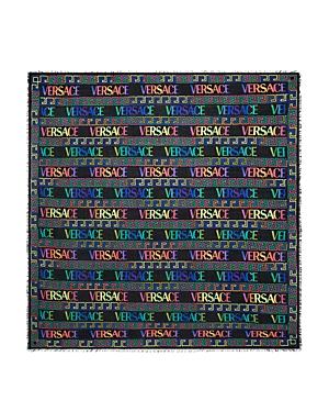 Versace Neon Greca Print Wool Scarf