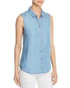 Beachlunchlounge Chambray Sleeveless Button-down Top