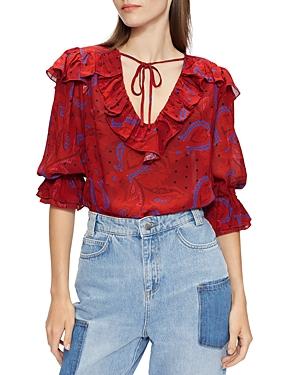 Ted Baker Engels Printed Tie Neck Blouse