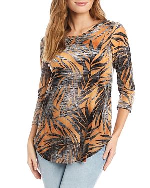 Karen Kane Petites Palm Print Burnout Top