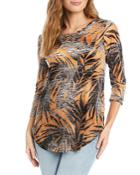 Karen Kane Petites Palm Print Burnout Top