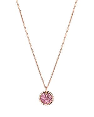 David Yurman Pave Plate Necklace In 18k Rose Gold With Pave Pink Sapphires