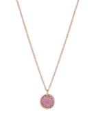David Yurman Pave Plate Necklace In 18k Rose Gold With Pave Pink Sapphires
