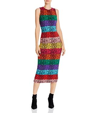 Alice + Olivia Delora Rainbow Snake Print Midi Dress