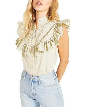 Bb Dakota Ain't She Sweet Ruffled Sleeveless Blouse