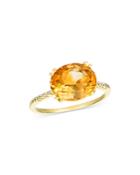 Bloomingdale's Oval Citrine & Diamond Ring In 14k Yellow Gold - 100% Exclusive