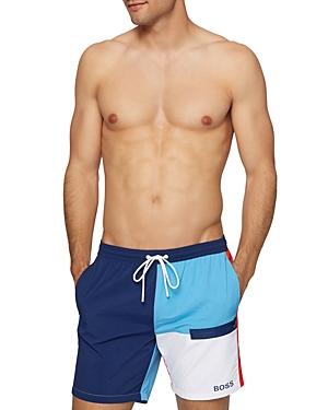 Boss Blockfish Color Blocked Regular Fit Swim Trunks