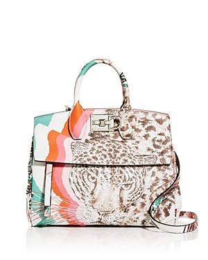 Salvatore Ferragamo The Studio Bag Tiger Print Small Leather Satchel