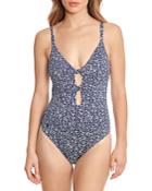 Lauren Ralph Lauren Printed Cutout One Piece Swimsuit