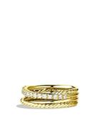 David Yurman Crossover Ring With Diamonds In Gold