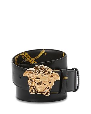 Versace Men's Monogram Print Leather Belt