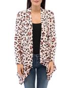 B Collection By Bobeau Amie Leopard-print Open Waterfall Cardigan