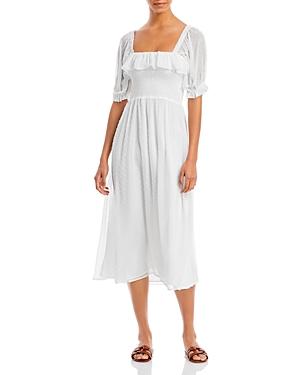 Wayf Smocked Square Neck Midi Dress