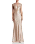 Dress The Population Michelle Illusion-neck Sequin Gown