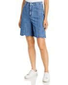 Boss Scalloped Hem Denim Shorts In Blue