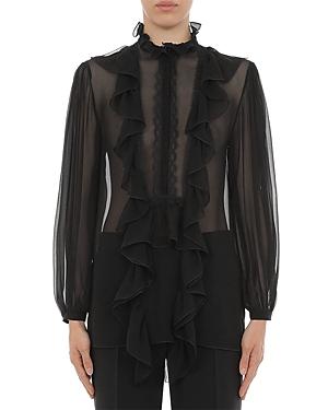 Alberta Ferretti Chiffon Ruffled Blouse