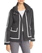 Karl Lagerfeld Paris Hooded Logo Trim Jacket