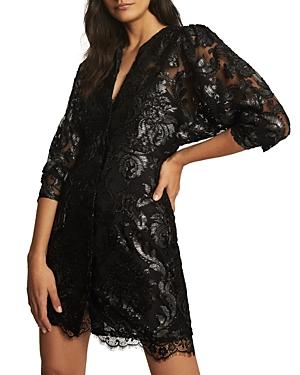 Reiss Kaya Metallic Floral Dress
