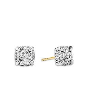 David Yurman Sterling Silver Petite Chatelaine Diamond Pave Stud Earrings