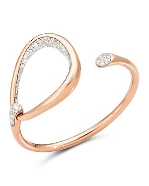 Pomellato 18k Rose Gold Fantina Diamond Cuff Bangle Bracelet