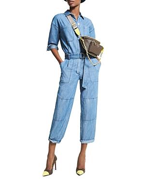Michael Michael Kors Chambray Belted Jumpsuit