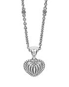Lagos Sterling Silver Signature Caviar Fluted Heart Pendant Chain Necklace, 16