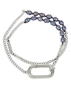 Allsaints Cultured Freshwater Pearl & Carabiner Wrap Bracelet