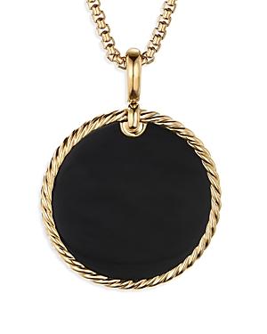 David Yurman Large Cable Disc Amulet In 18k Yellow Gold In Black Onyx