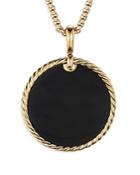 David Yurman Large Cable Disc Amulet In 18k Yellow Gold In Black Onyx