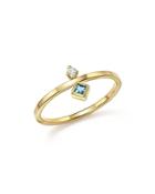 Zoe Chicco 14k Yellow Gold Wire Ring With Stacked Aquamarine And Diamond - 100% Exclusive
