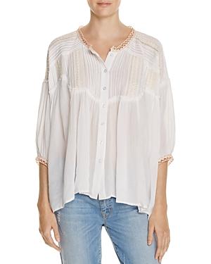 Freeway Embroidered Crochet Trim Blouse