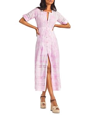 Loveshackfancy Edie Lace Short Sleeve Midi Shirt Dress