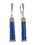 Lagos 18k Gold And Sterling Silver Caviar Icon Lapis Tassel Drop Earrings