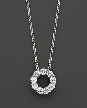 Diamond Circle Pendant Necklace In 14 Kt. White Gold, 0.65 Ct. T.w.
