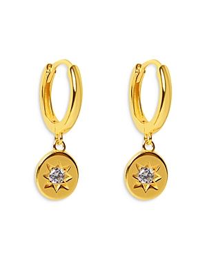 Argento Vivo Pave Star Charm Huggie Hoop Earrings In 14k Gold Plated Sterling Silver