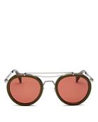 Rag & Bone Women's Leather Frame Brow Bar Round Sunglasses, 49mm
