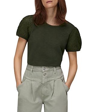 Whistles Broderie Puff Sleeve Tee