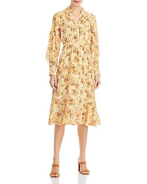 T Tahari Long Sleeve Ruffled Dress