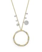 Meira T 14k Yellow Gold And Diamond Open Circle Charm Necklace, 16