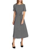 Vince Camuto Belted Houndstooth Midi Dress