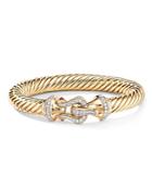 David Yurman 18k Yellow Gold Cable Buckle Bracelet With Diamond & Ruby