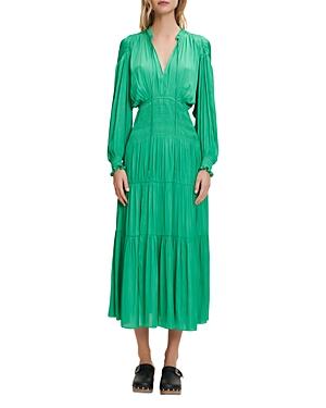 Maje Rovel Smocked Waist Tiered Dress